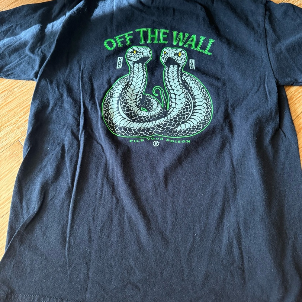 Vans Boys Kids Black Snake Cotton T-Shirt Size XL